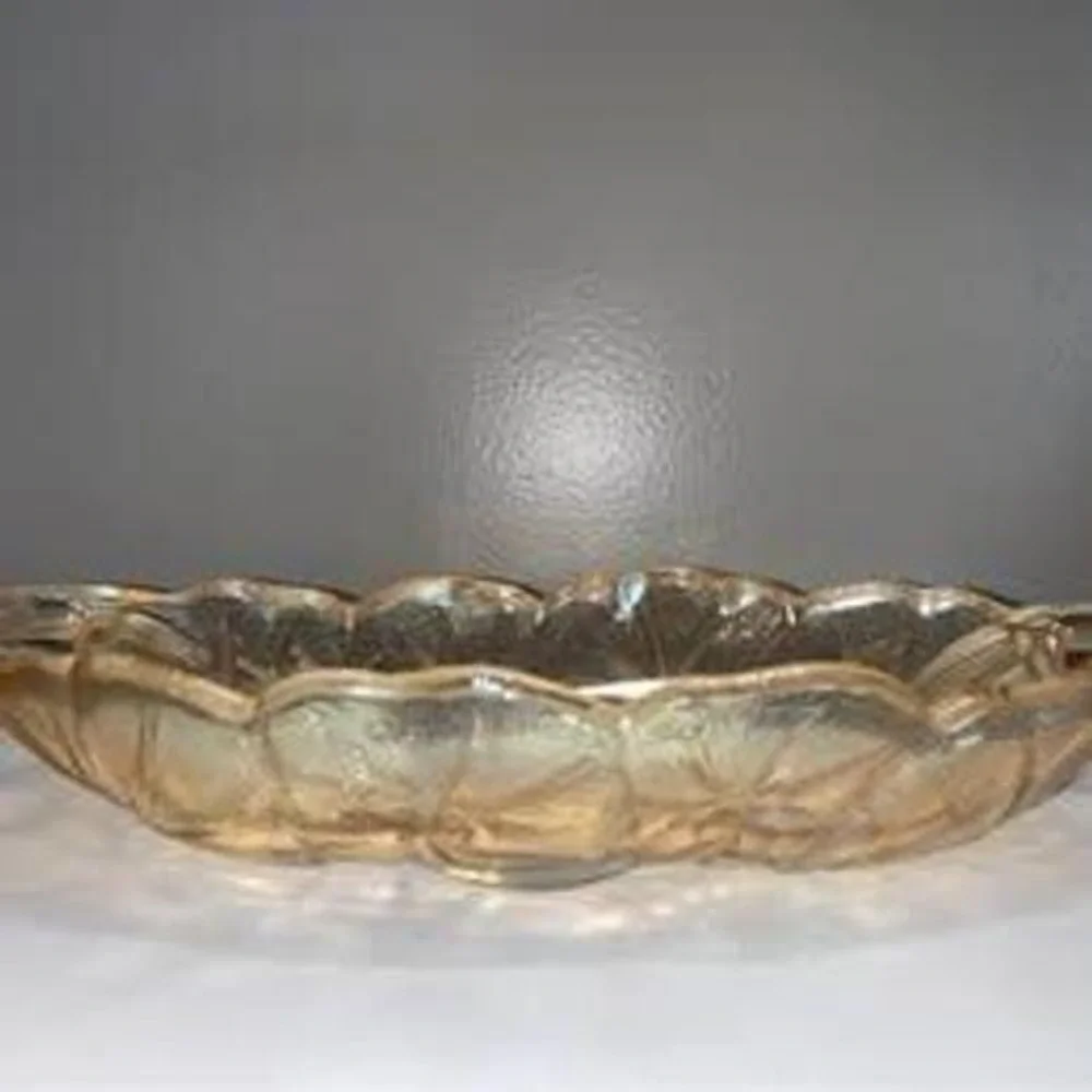 Vintage Indiana Glass Lily Pons Carnival Glass Relish Dish Marigold Sunflower